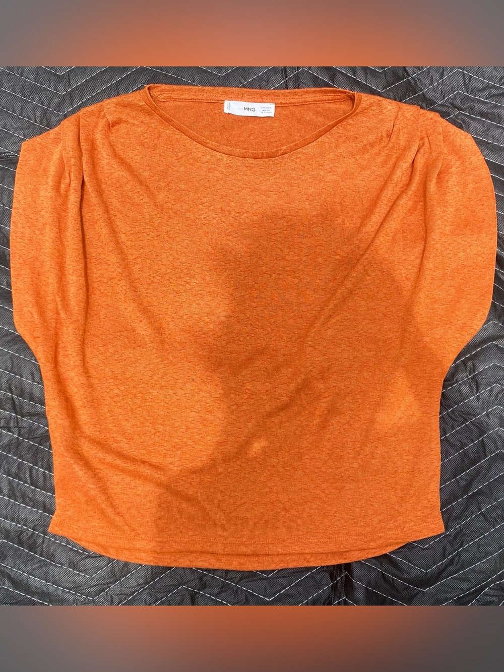 MNG Orange Short-Sleeve Crewneck Blouse
